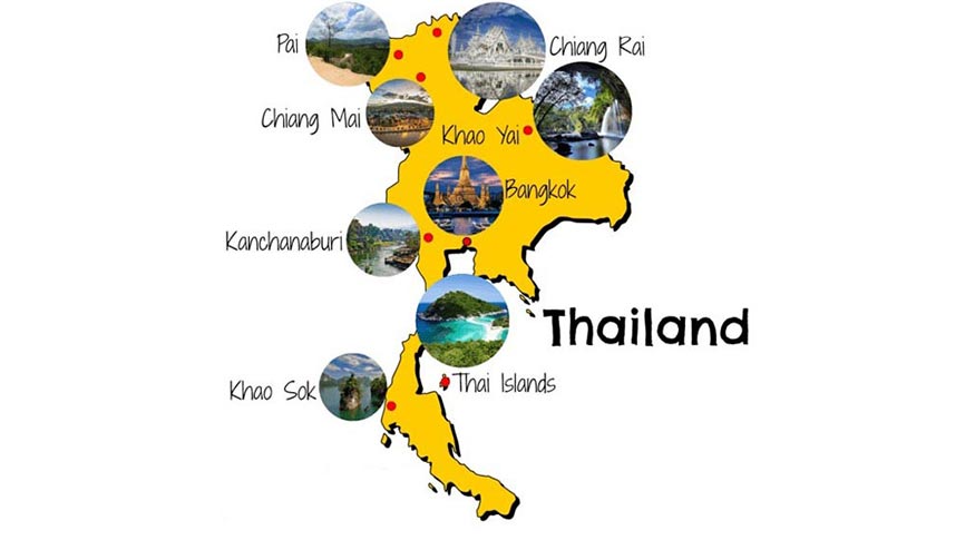 اینفوگرافیک و نقشه از جاذبه ها ی توریستی تایلند