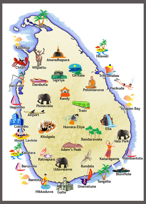 نقشه توریستی سریلانکا